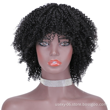 Ready to ship natural black brazilian wigs wholesale prices glueless short wigs 100 human hair afro pixie cut curls wigs